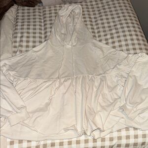 Aerie Women’s Elegant Cream Ruffled Hoodie- Size S